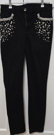 Schwarze Jeans von Calzedonia mit Perlen & Strass – Größe S