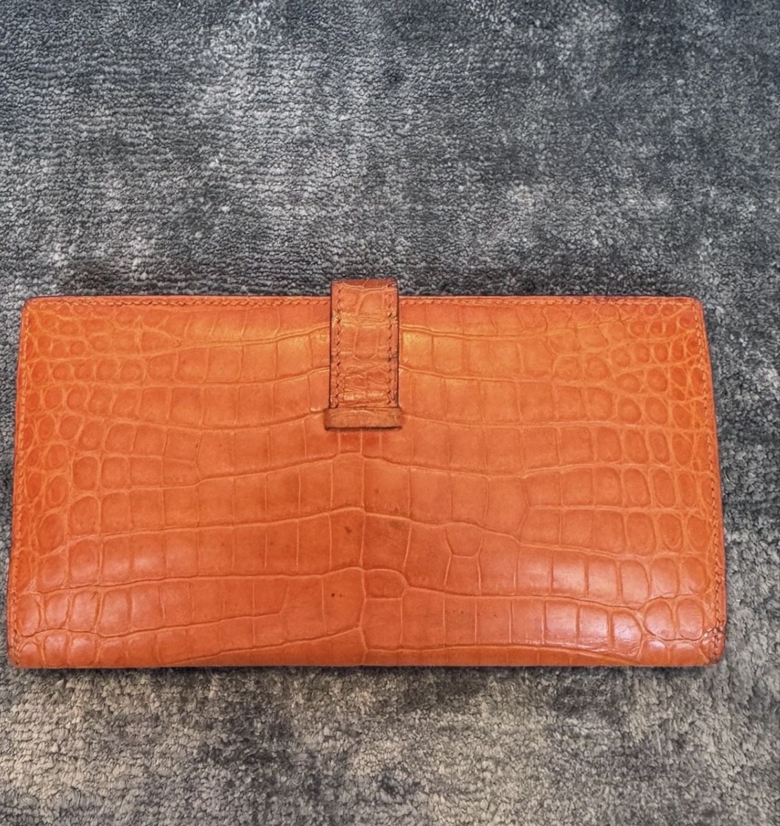 Hermès Portafogli: Hermès Bearn Krokodil- alligator Orange – Usato da Basel venduto da mimi8668 1