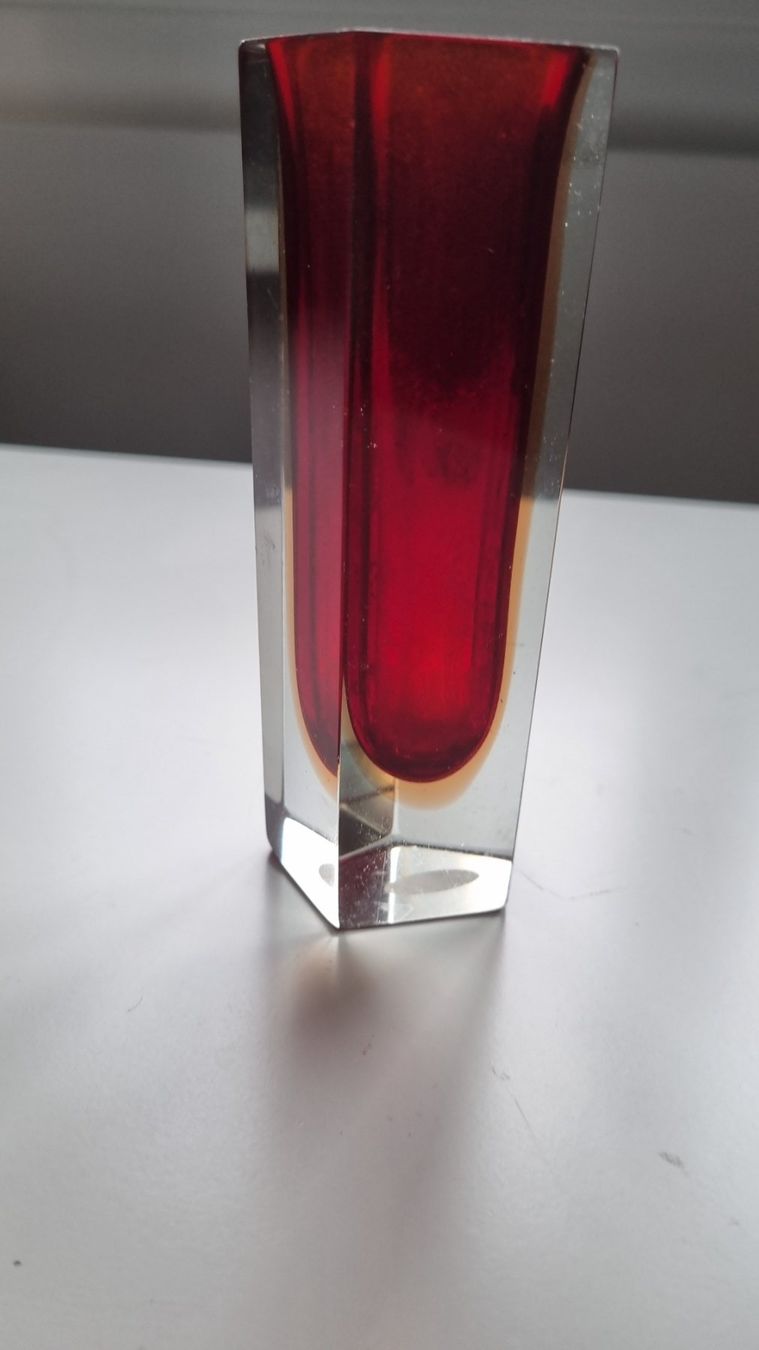 Murano Vasi & Recipienti: MURANOVASE  ROT/ GELB UNTEN GEMARKT – Usato da Locarno venduto da ICARO8 1