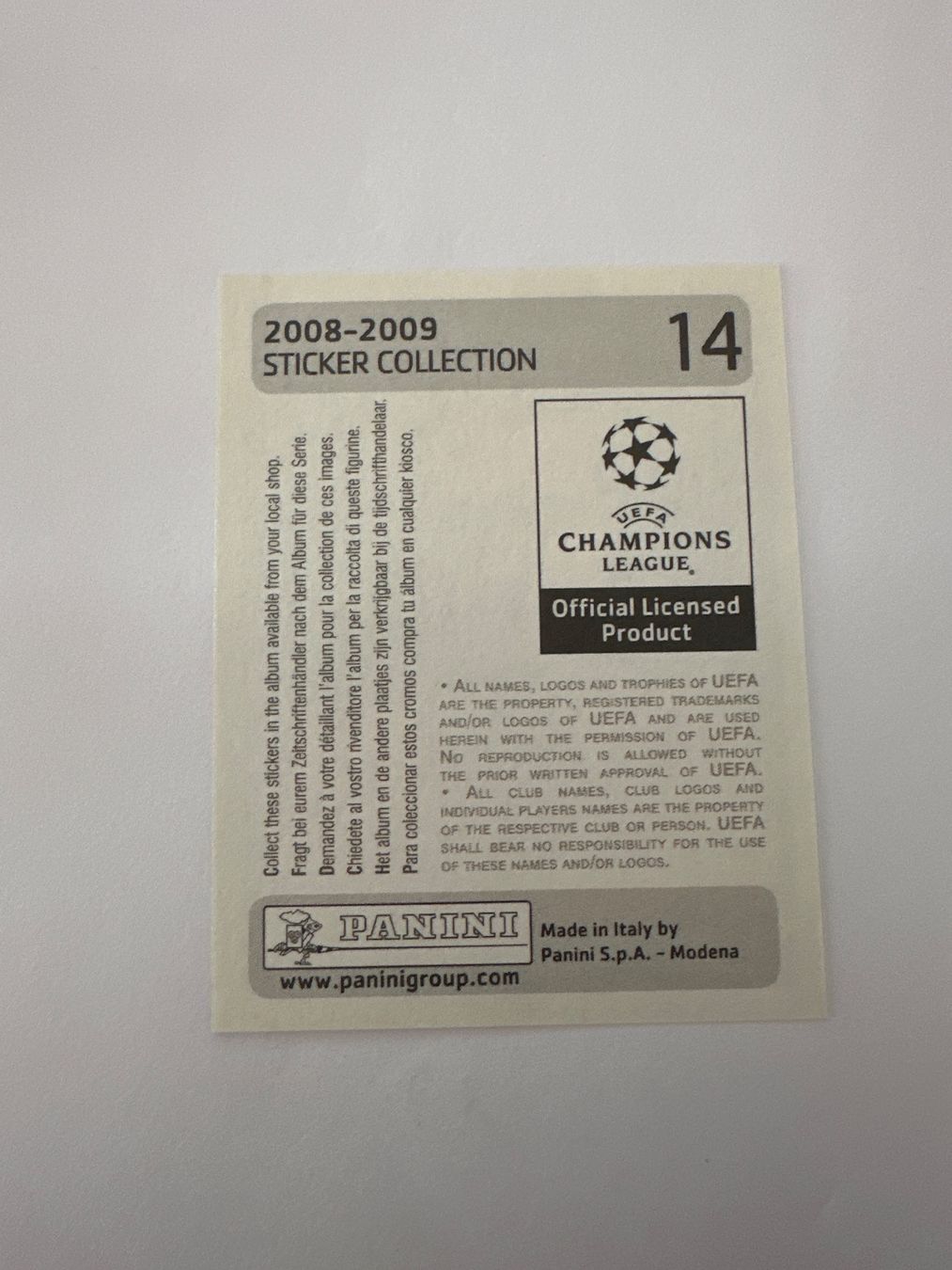 Panini Carte collezionabili: Panini UEFA Champions League 2008-2009 - Nr. 14 – Usato da Sulz AG venduto da DealWerk 1