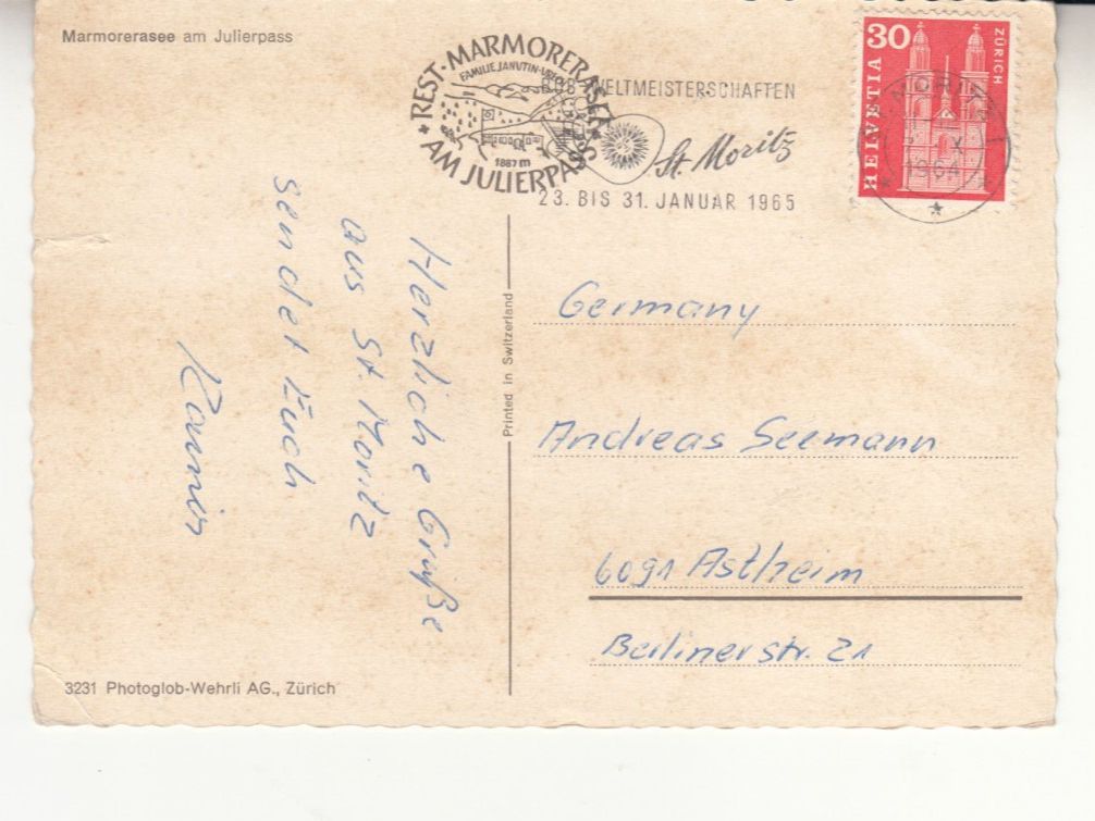 Ansichtskarten: Marmorerasee 1964 – Gebraucht aus Bürglen TG von StampGraf 1