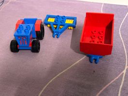 vintage LEGO DUPLO 2629 Traktor mit Walze und Anhänger 90er