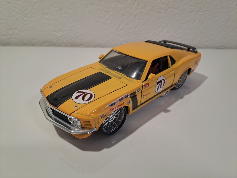 Maisto 1970 Ford Mustang Boss 302 – Échelle 1/24, Noire, Moulée Sous Pression