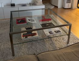Kaffeetisch Glas Metall Gestell gute Zustand