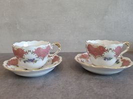 Kaffeetassen-Set, Lindner Küps, Princess rose, goldstaffiert