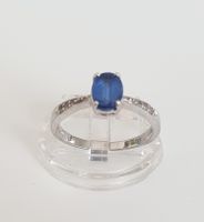 Silber 925  Damenring mit blauem Stein, Grösse 17.6 mm!
