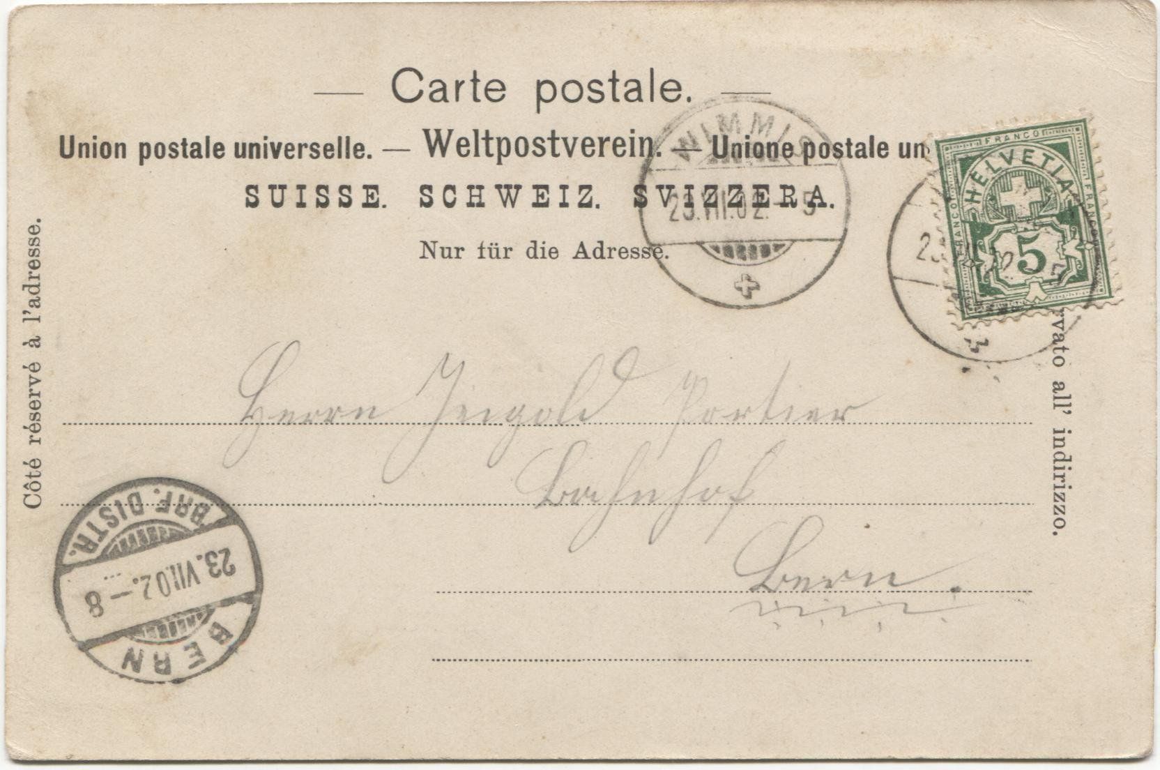 Cartoline postali: POSTKUTSCHE 1902 Brodhüsi bei Wimmis – Usato da Wil SG venduto da Clanx 2