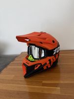 Motocross Helm Raven mit 100% Brille orange schwarz