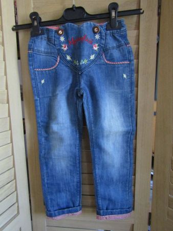 Gr. 104, Jeans im Trachtenstil, komplett gefüttert, Taschen