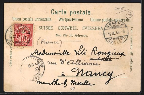 Ansichtskarten: Litho Lausanne, Gesamtansicht mit Alpenp – Gebraucht aus Berlin von bartko-reher 1