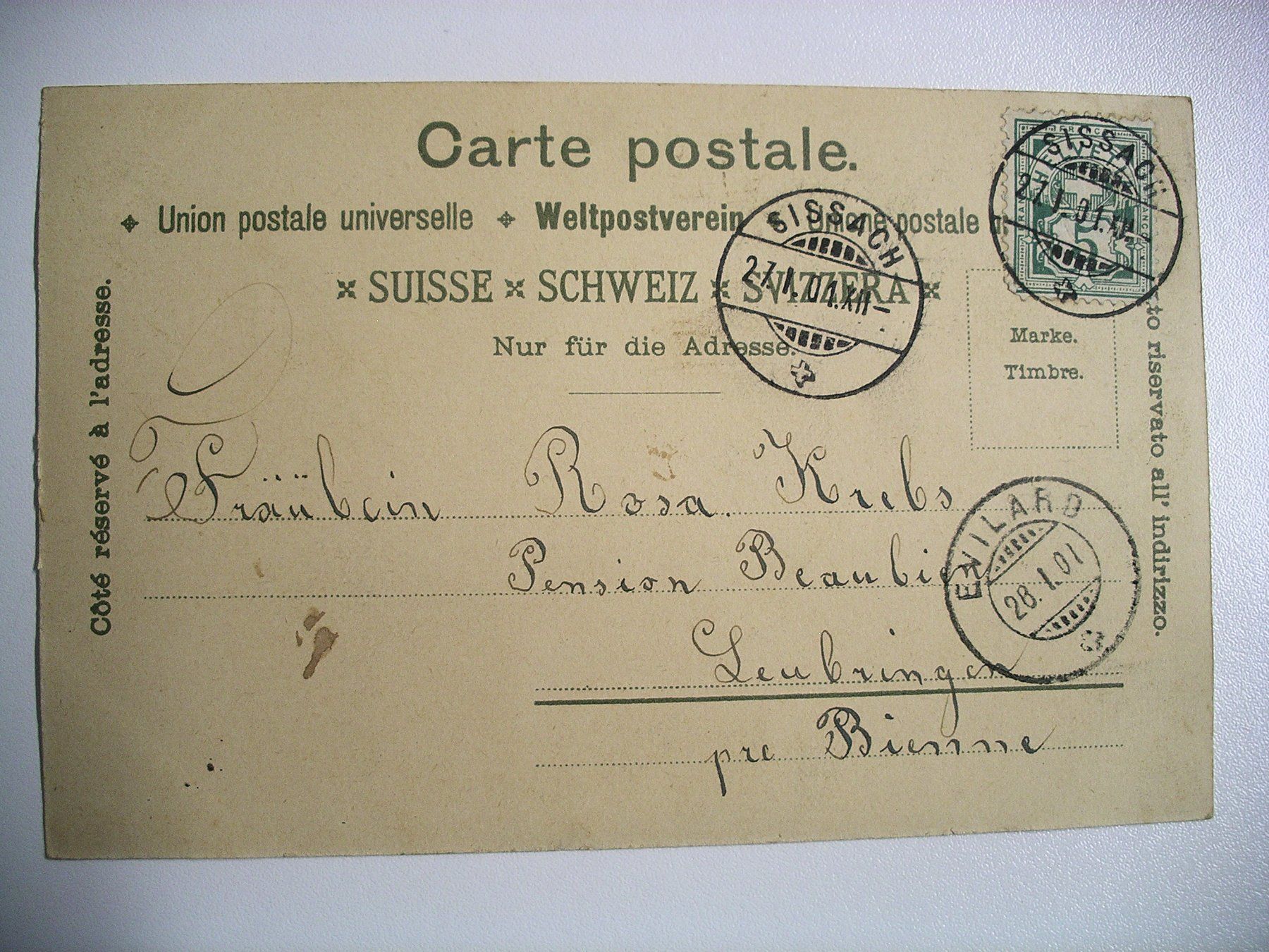 Cartoline postali: farbigeLithoAK  SISSACH – Usato da Oberhofen am Thunersee venduto da luuping99 1