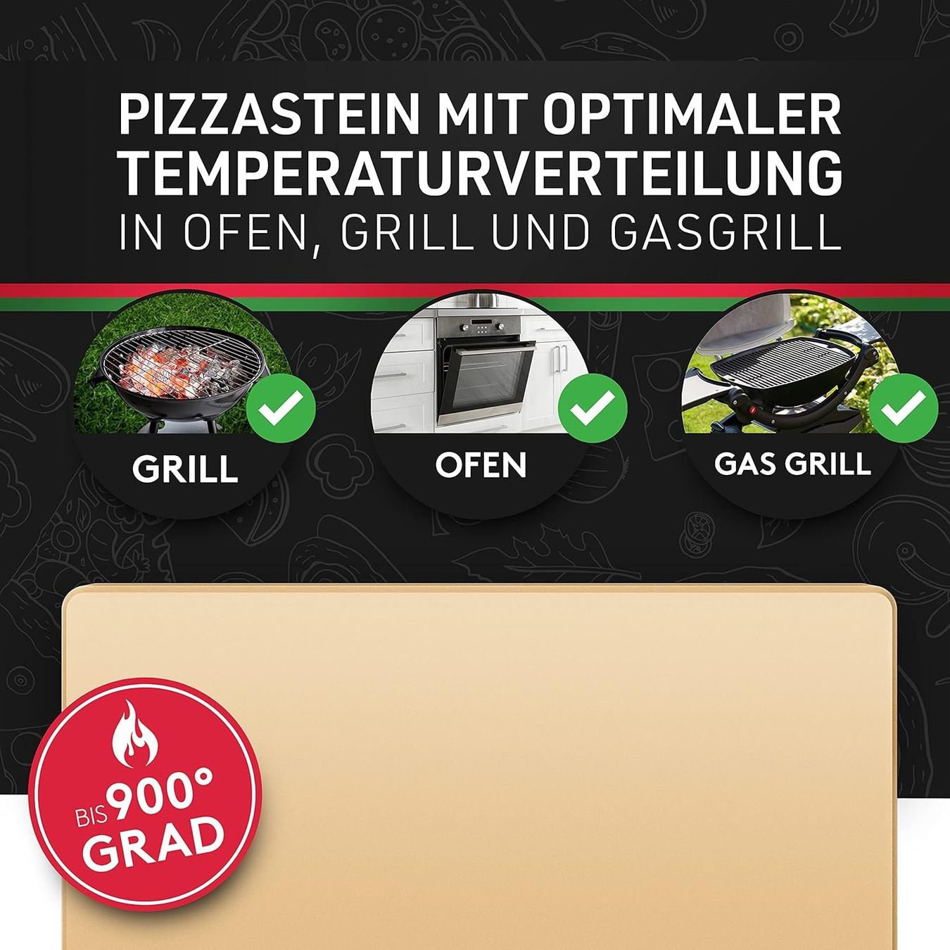 Elettrodomestici da cucina: Pizzastein Set mit Pizzaschieber für Backofen – Nuovo e nell'imballaggio originale da Herisau venduto da Senn24 3