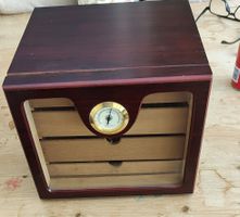 Humidor mit Hygrometer Holz dunkelgebraucht
