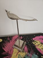 Elegante Vogel Skulptur aus Metall, Vintage Deko Objekt