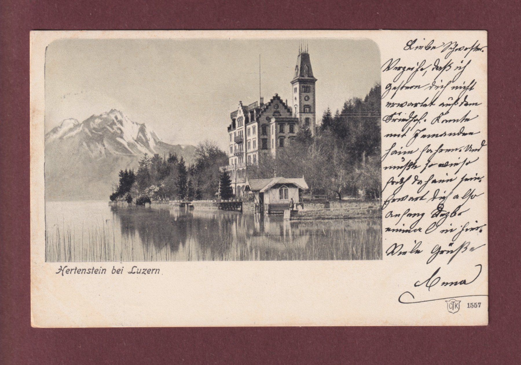 Ansichtskarten: HERTENSTEIN bei Luzern - 1907 – Gebraucht aus Pully von nicecards