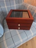 Holz Schmuckkassette / Aufbewahrung mit Glasdeckel Top!