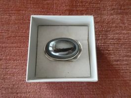 Ring mit poliertem Hämatit Silber Design DENMARK Vintage