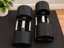 Adjustable Dumbbell Set 32kg Pair Black Steel Finish