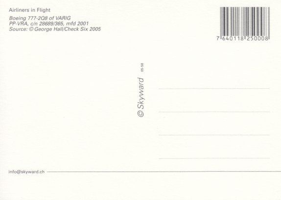 Ansichtskarten: Boeing 777, Varig – Gebraucht aus Zuerich von OceanLinerPostcards 1