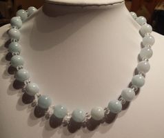 NEU: Aquamarin Kette Collier + Kristalle