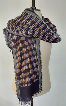 Schal Sophie Guyot so lugdunum  Baumwolle mit Seide blau