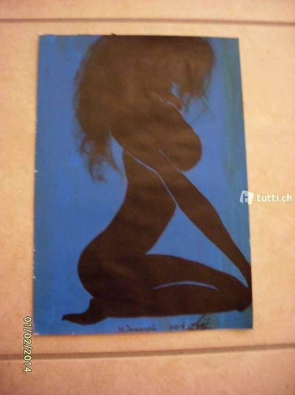 Dipinti: Dipinto su carta blu nero nudo donna – Nuovo (secondo la descrizione) da Coldrerio venduto da camillo71 1