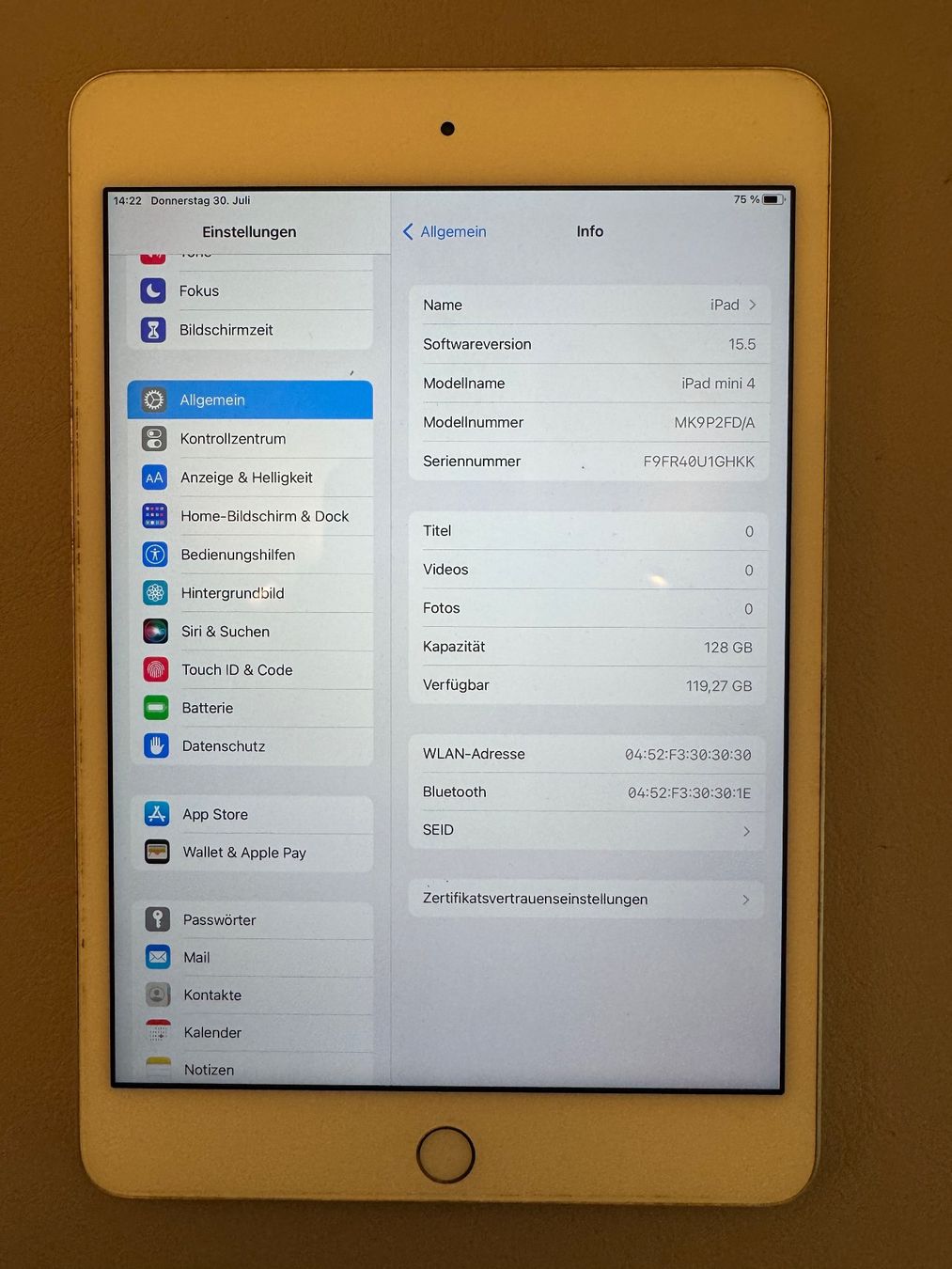 Apple Tablettes PC: iPad mini 4 128GB – D'occasion à Adliswil par Busys 1