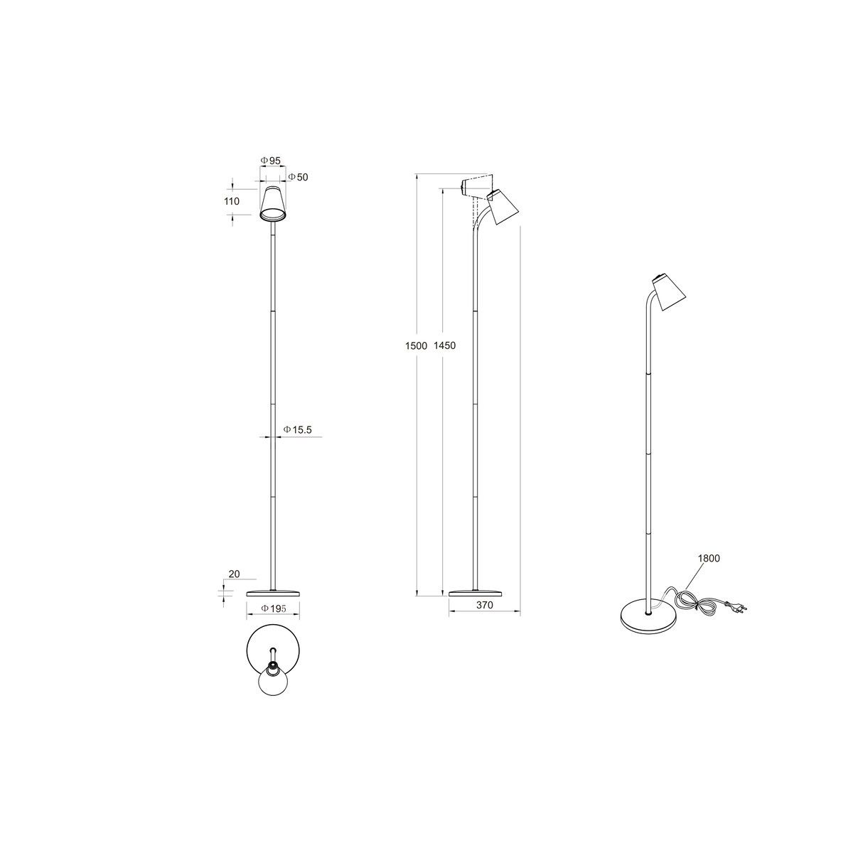 Lampade: LED Stehleuchte, Beige, 145 cm Höhe – Nuovo (secondo la descrizione) da Kreuzlingen venduto da Smart-Light 6