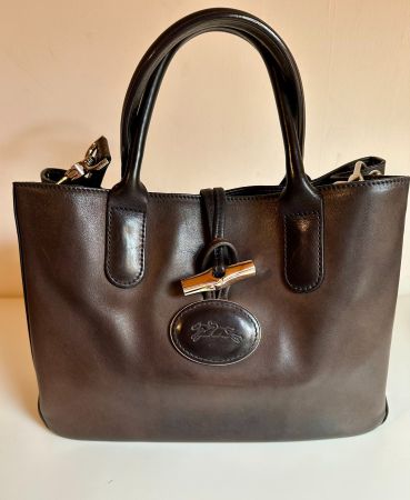 Rare Sac Longchamp Roseau Héritage - Bicolore Noir/Brun.