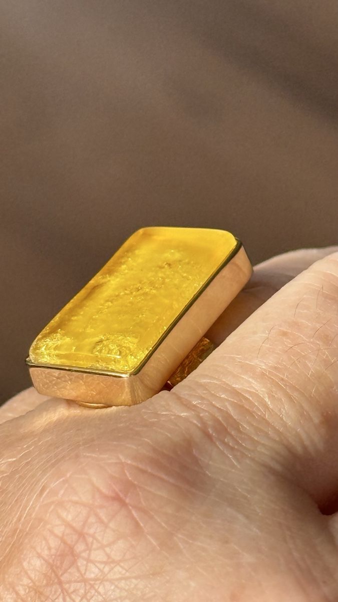 Ringe: Vintage Silberring mit gelbem Bernstein, regulierbar – Neu und originalverpackt aus Ebikon von elischka 2