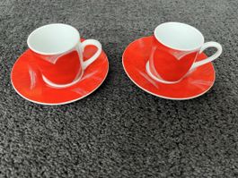 Espressotassen mit Herz, rot/weiss