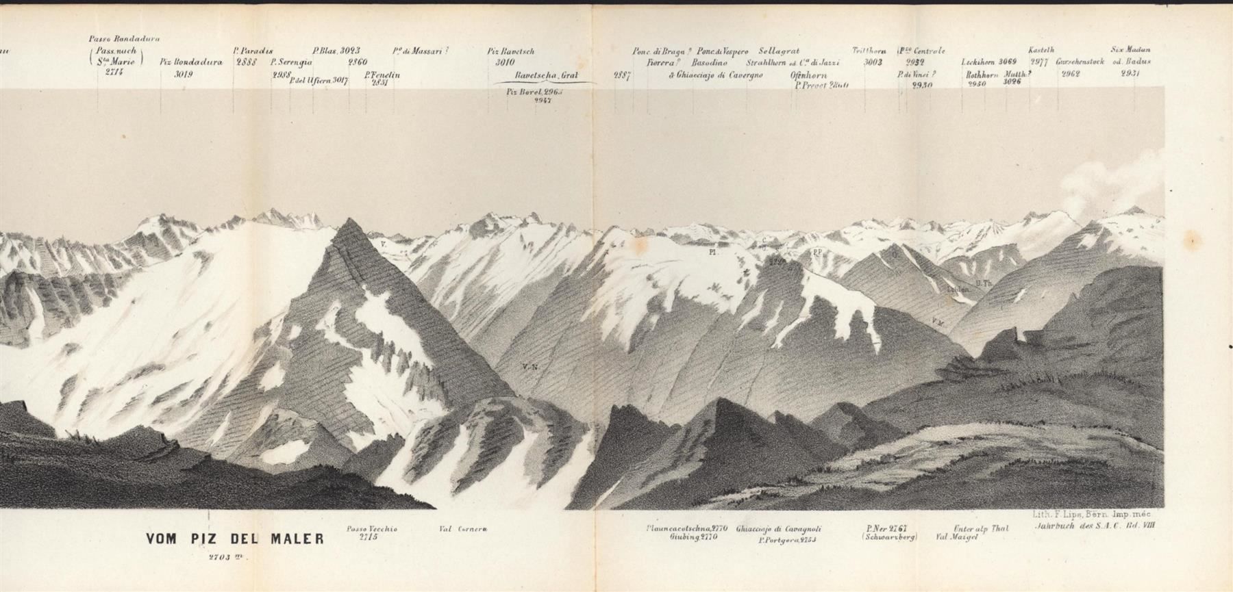 Cartine & Atlanti: Panorama vom Piz del Maler  von Studer – Usato da Rafz venduto da Helvet32 1