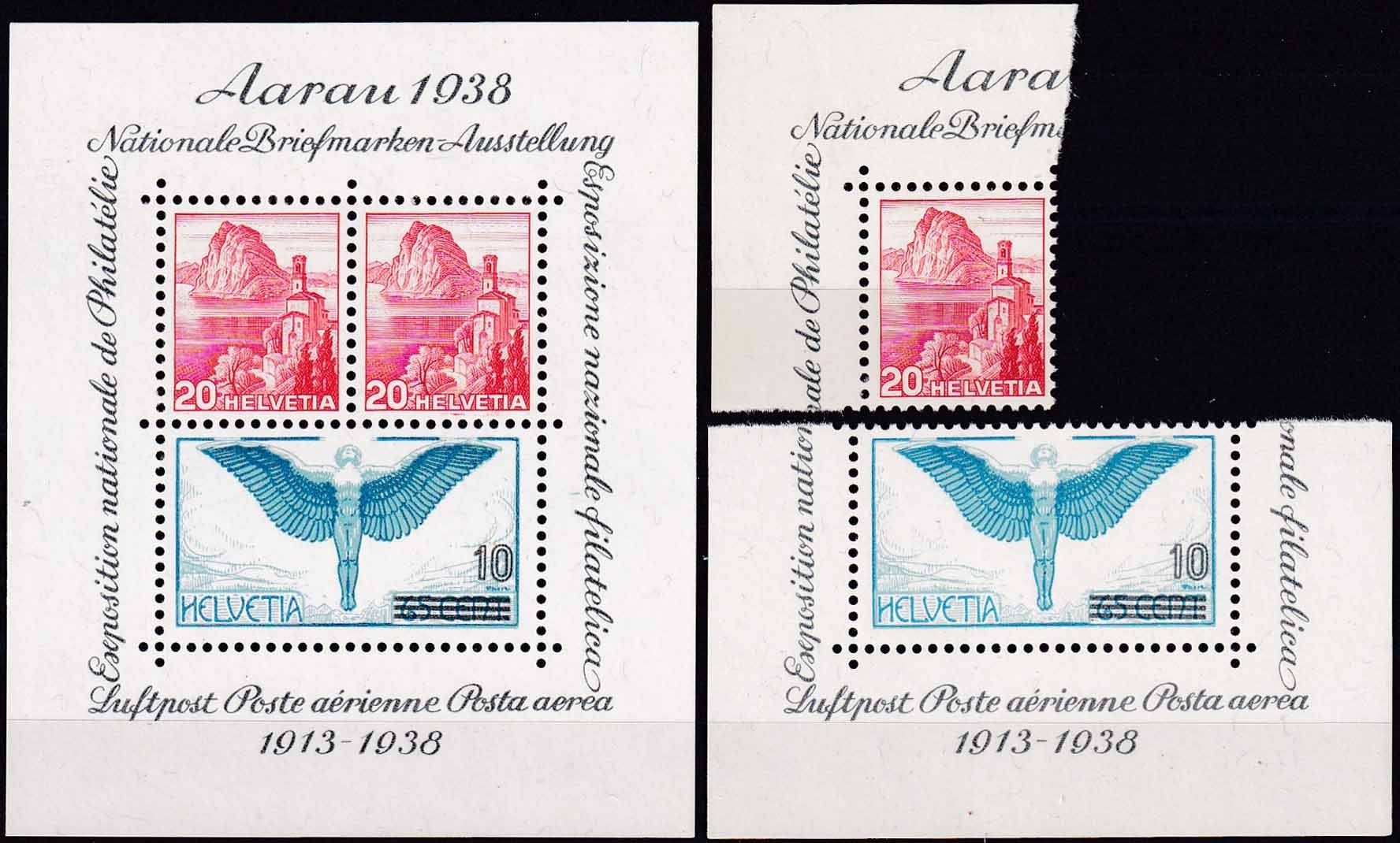 Alle Briefmarken: 1938, Aarauer-Block + Ausschnitte Nr. W9-W11 postfr.** – Neu (gemäss Beschreibung) aus Aesch BL von toffifee09