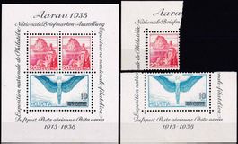 1938, Aarauer-Block + Ausschnitte Nr. W9-W11 postfr.**