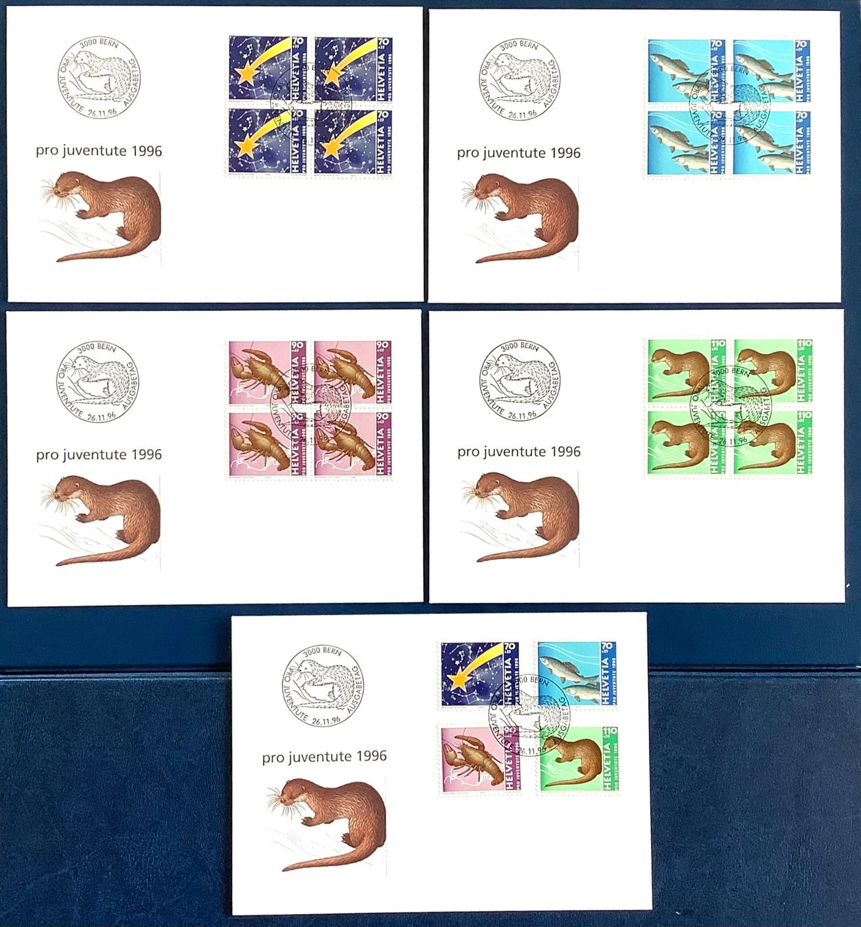 Tutti i francobolli: 1996 - Pro Juventute FDC + Viererblöcke ET – Nuovo (secondo la descrizione) da Liestal venduto da Skunk02