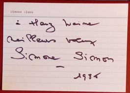 Simone Simon 1911-2005 Autogramm signiert Karte 10x15cm