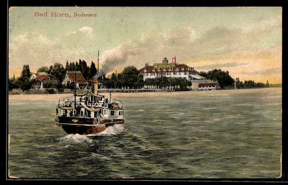 Ansichtskarten: Bad Horn /Bodensee, Dampfer auf dem See – Gebraucht aus Berlin von bartko-reher