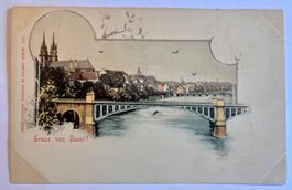 Basel Wettsteinbrücke mit Münster ungelaufen