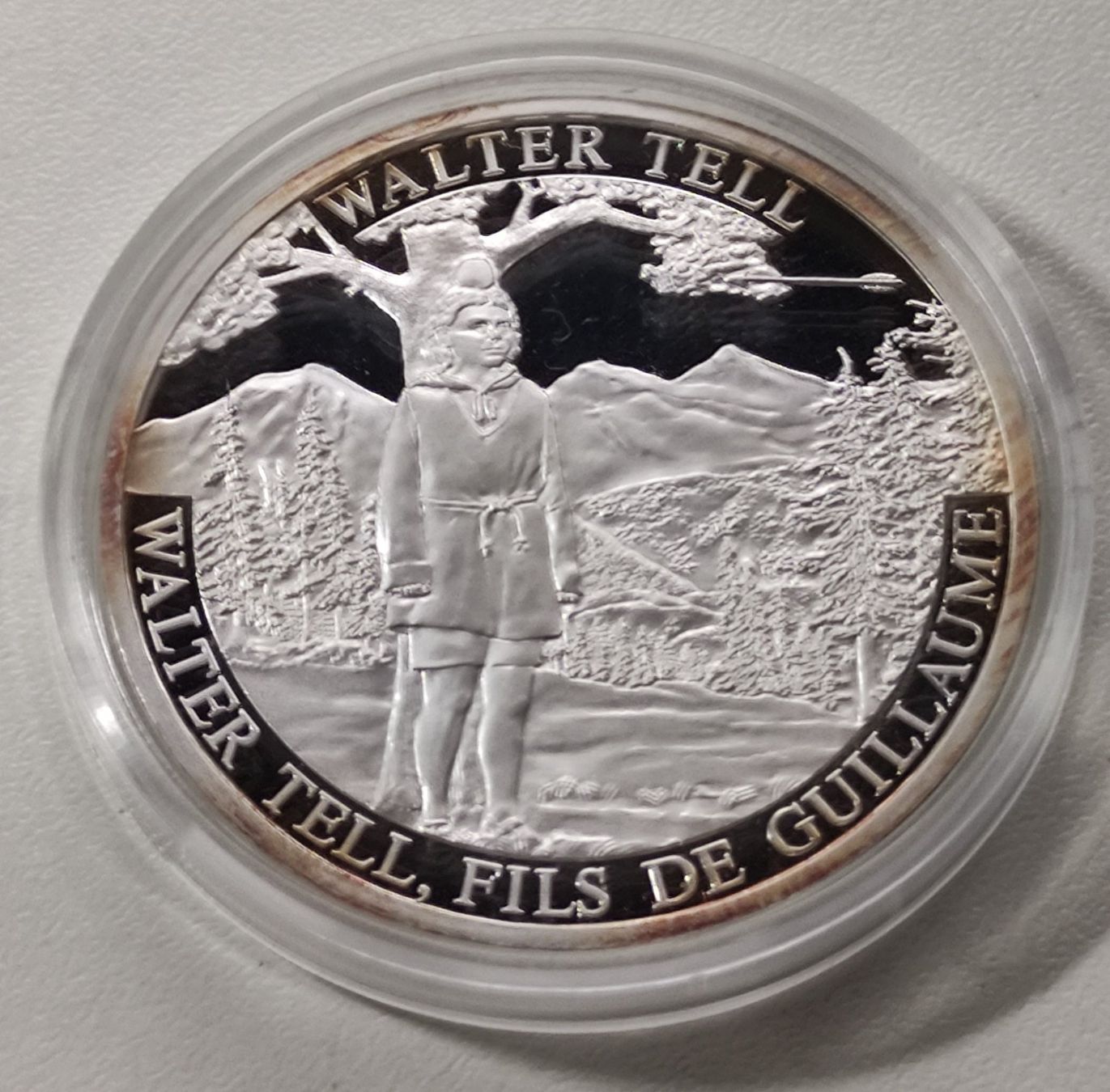 Medaillen: versilberte Medaille 40 mm PP,  Walter Tell – Neu (gemäss Beschreibung) aus Baar von Maxlee75