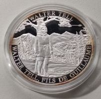 versilberte Medaille 40 mm PP,  Walter Tell