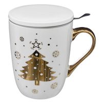 Schönes Tee-Set für Tee ohne Beutel 3-teilig weiss/gold