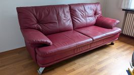 Sofa Leder rot 3-Sitzer gebraucht guter Zustand