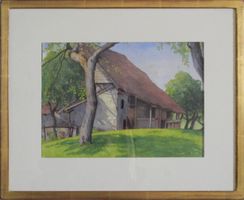 LAUTERBURG Martin 1891-1960 Bauernhaus im Sommer Original