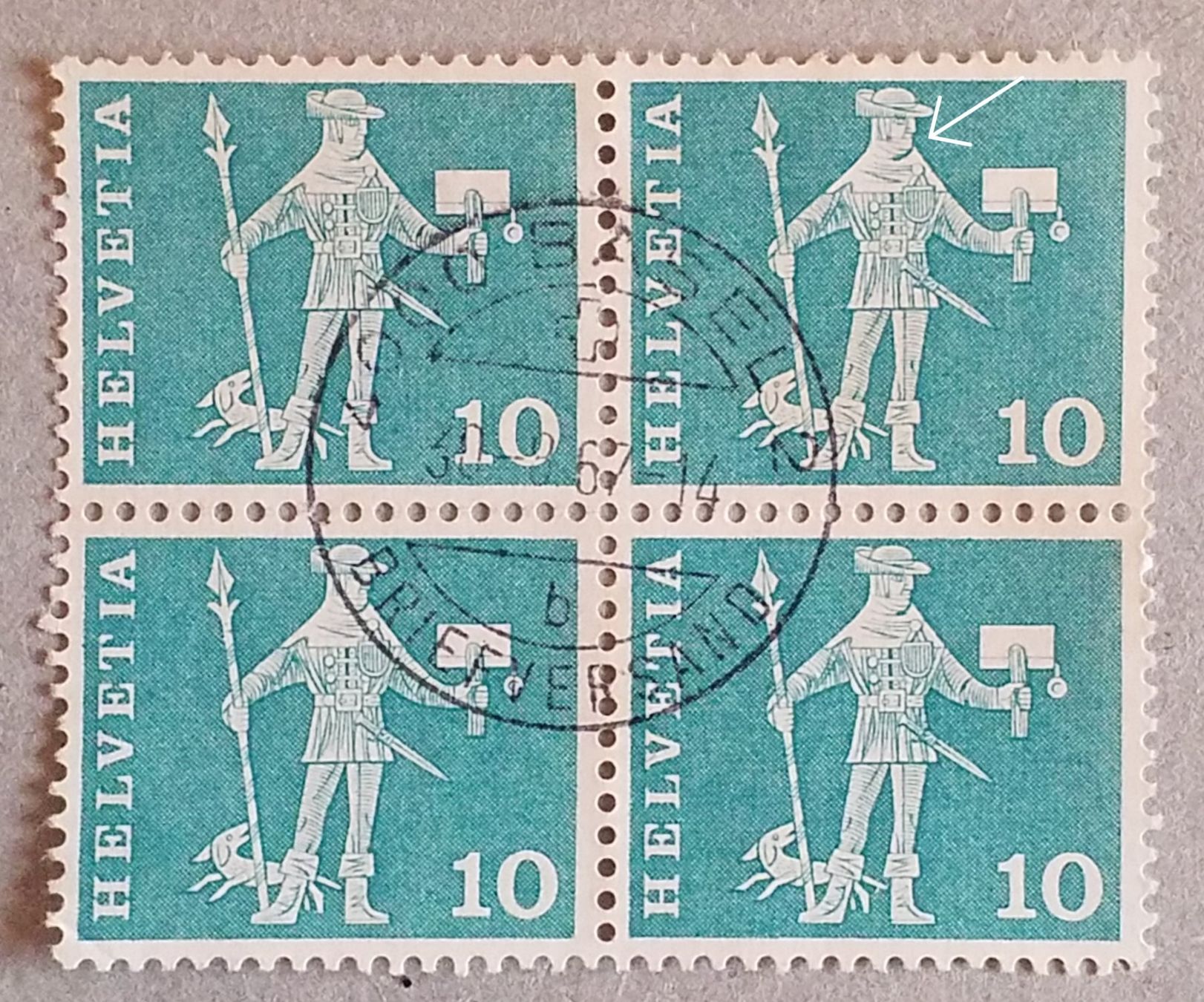 Alle Briefmarken: 1306) Abart Fleck im Halstuch 4-Block Lp – Gebraucht aus Baden von Eggi