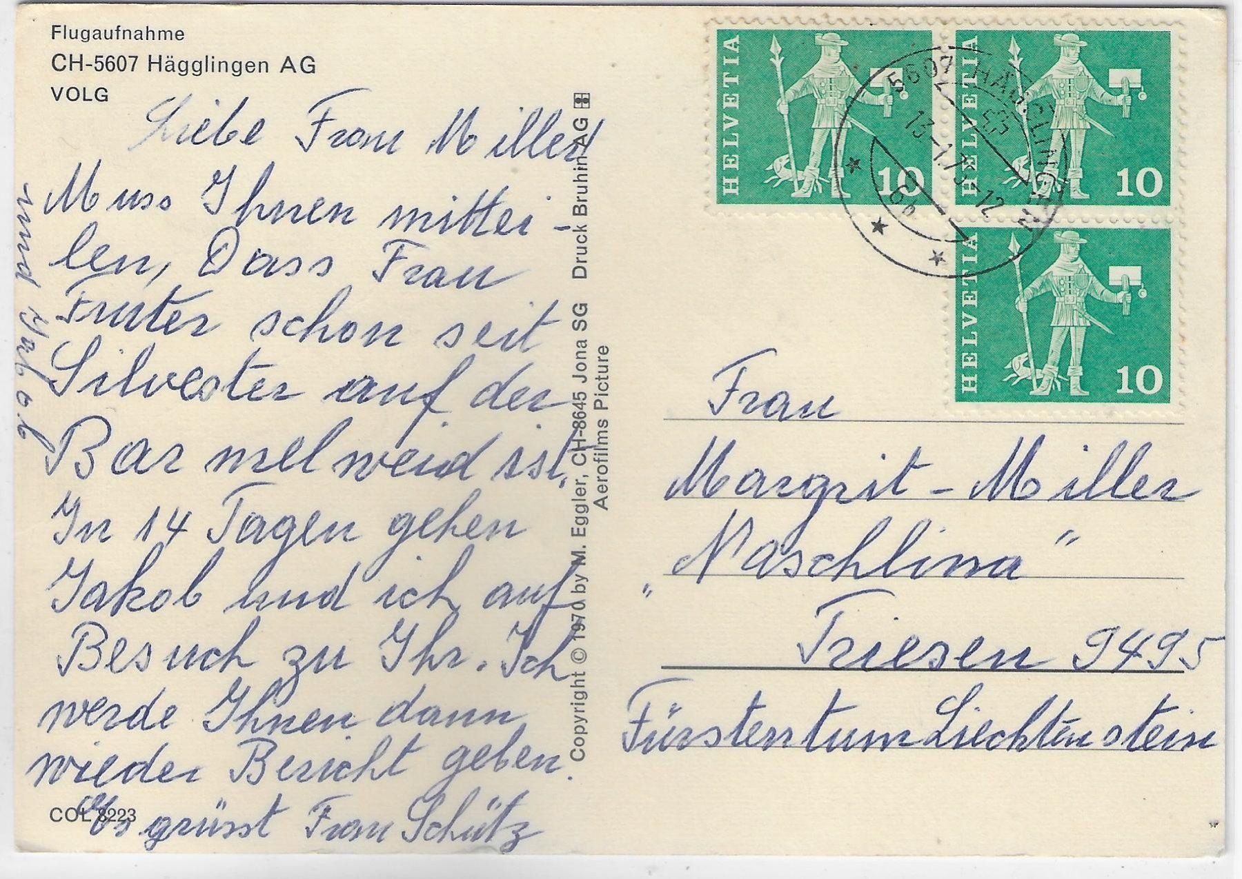 Cartoline postali: Flugaufnahme Hägglingen AG – Usato da Ettingen venduto da Kartenplanet 1