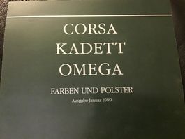 Opel Corsa Kadett Omega Farben und Polster Januar 1989