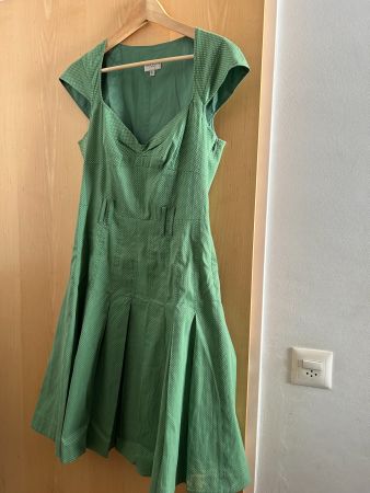 Vintage Karen Millen Green Polka dot dress UK14