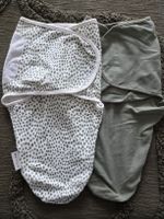 2 Meyco Baby Swaddle Wraps, Patterned and Solid Green
