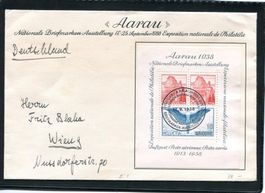 1938 Aarau Block auf Brief mit ET-O