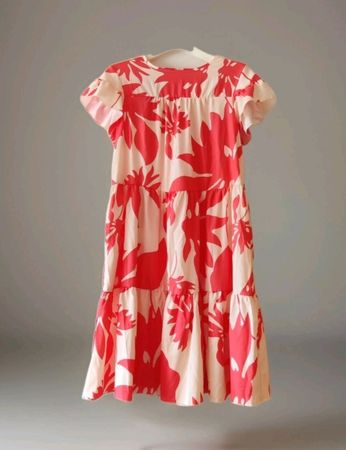 Rüschen Volant Hängerchen Kleid orange Baumwolle Gr.S NEU
